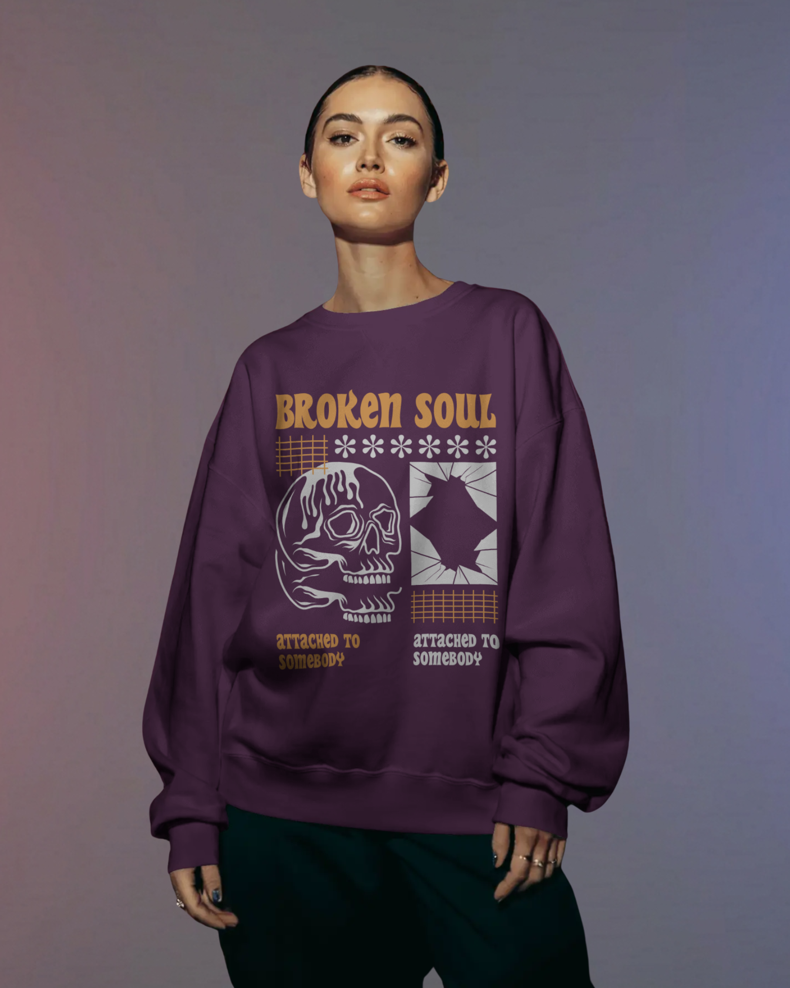 Broken Soul Sweatshirt (Dark Purple)