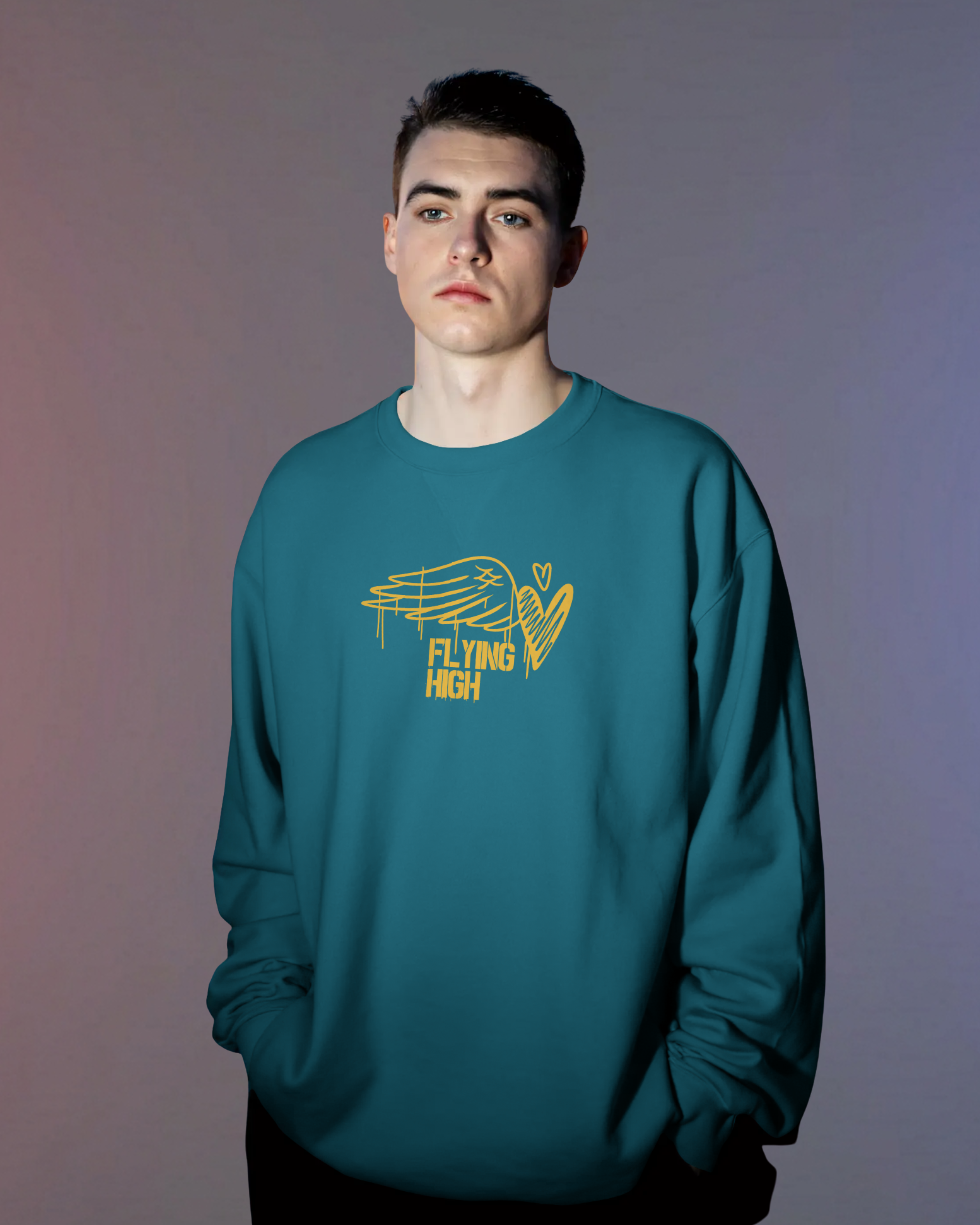 Flying High Street Style Sweatshirt (Vrystal Teal)