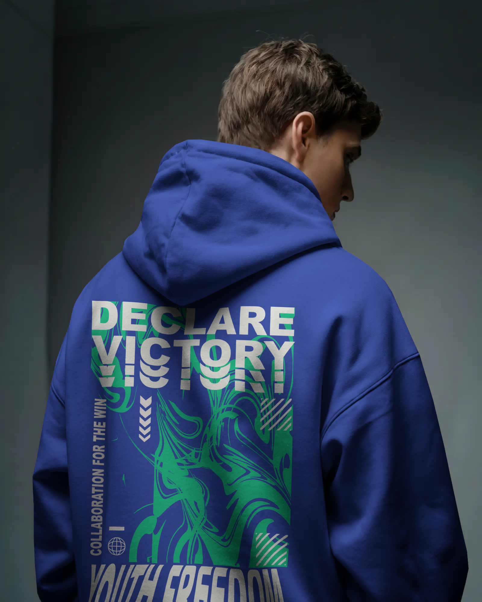 DECLARE VICTORY Oversize Hoodie (Roya Blue)