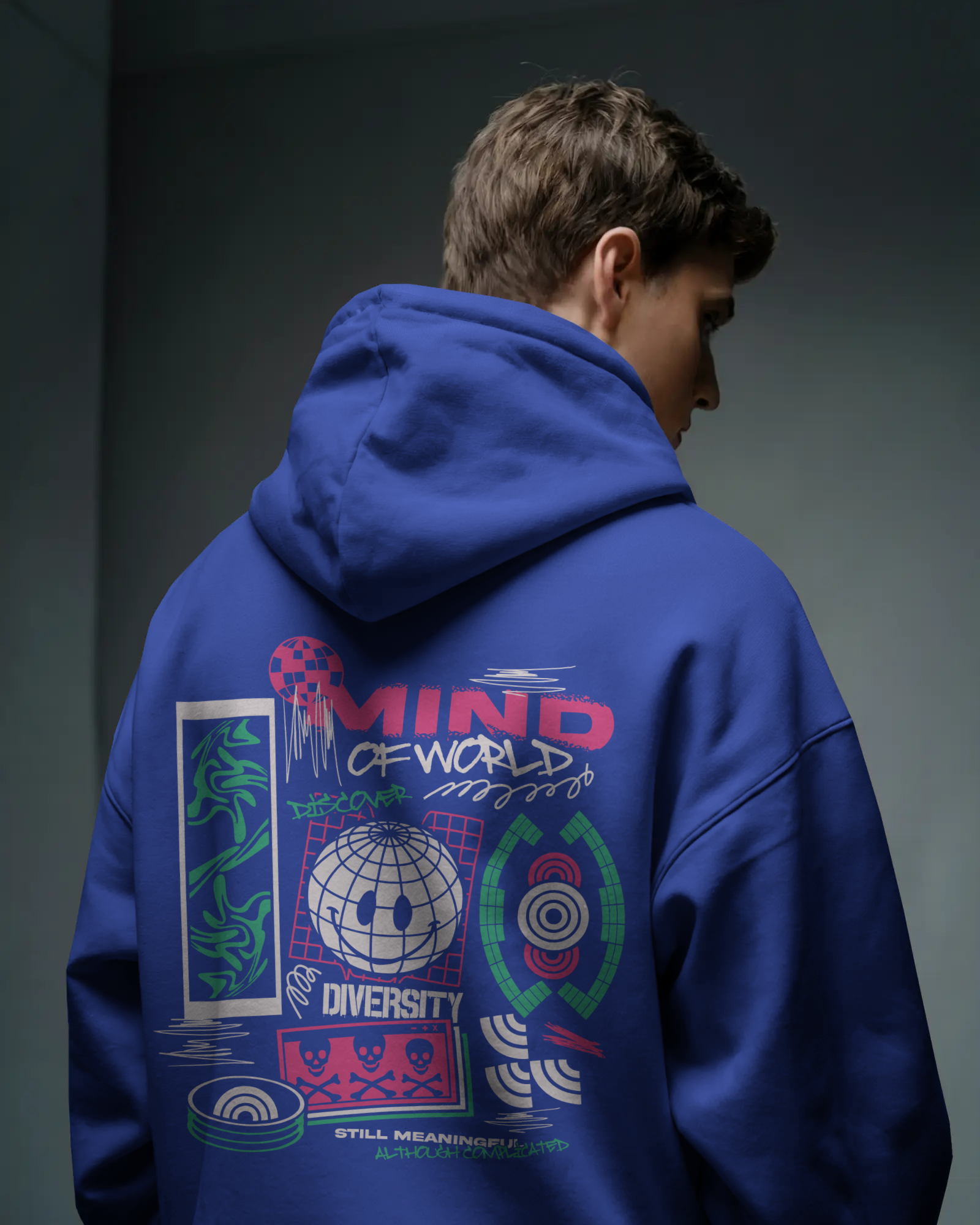 MIND OF WORLD Oversize Hoodie (Roya Blue)