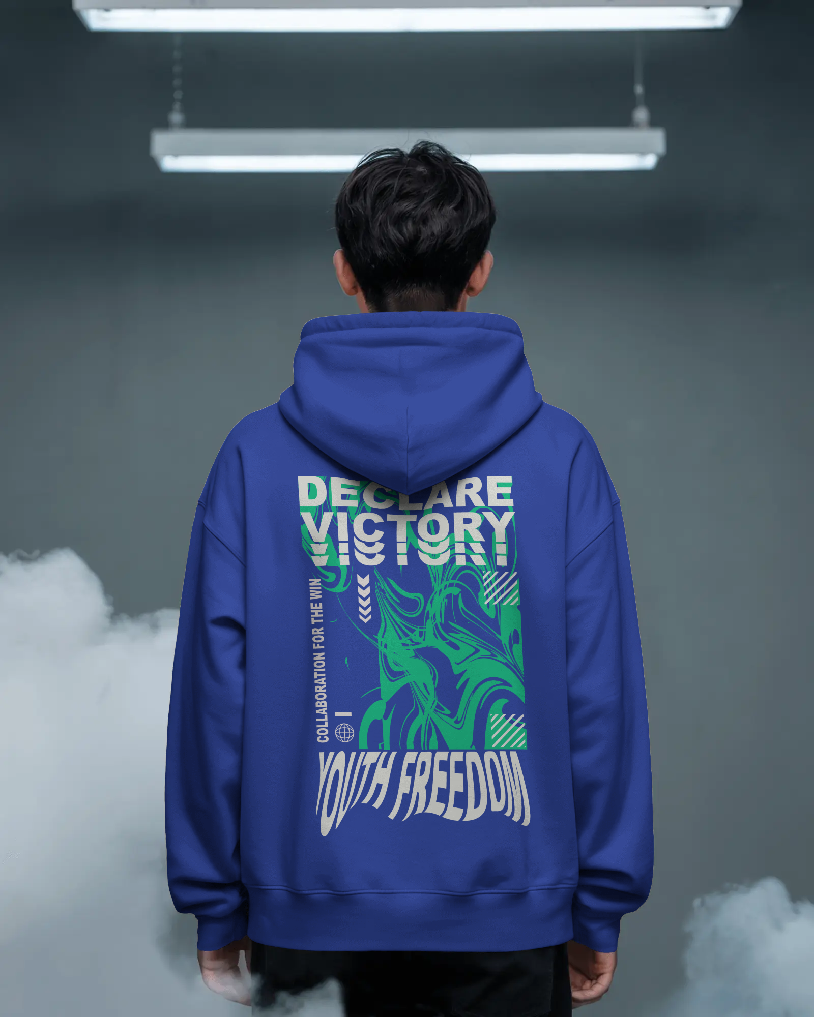 DECLARE VICTORY Oversize Hoodie (Roya Blue)